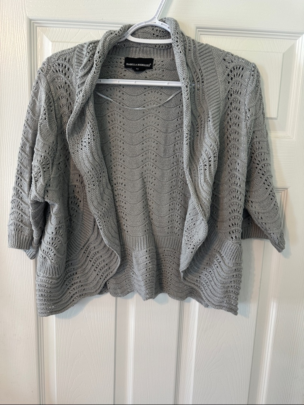 Isabella Rodriguez Gray Open Knit Cardigan Sweater Size XL